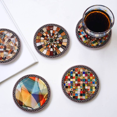 Bohemian Round Patterned Absorbent Drink Coasters