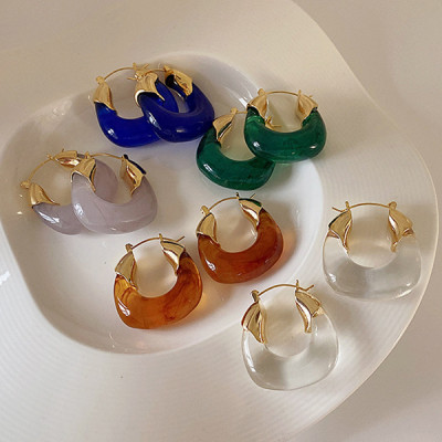 Gilded Resin Dangles: Handcrafted Resin and Gold Earrings