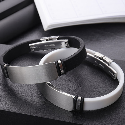 Craft Your Own Style with Our Custom Engraved Stainless Steel and Silicone Wristband