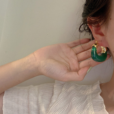 Gilded Resin Dangles: Handcrafted Resin and Gold Earrings