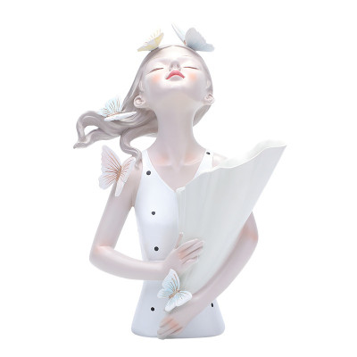 Butterfly Beauty - 12" Resin Girl Figurine and Vase