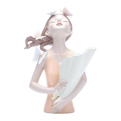 Butterfly Beauty - 12" Resin Girl Figurine and Vase