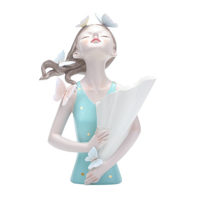 Butterfly Beauty - 12" Resin Girl Figurine and Vase