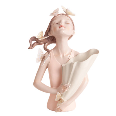 Butterfly Beauty - 12" Resin Girl Figurine and Vase