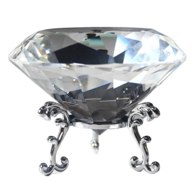 Eternal Brilliance: K9 Grade Crystal Diamond Decor with Ornate Metal Stand