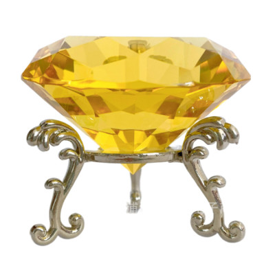 Eternal Brilliance: K9 Grade Crystal Diamond Decor with Ornate Metal Stand