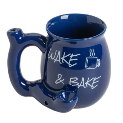 A Morning Ritual: Wake & Bake with a Blue Ceramic Pipe-Handle Mug