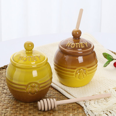 Sweet Nostalgia: Vintage Honey Jar with Wooden Dipper