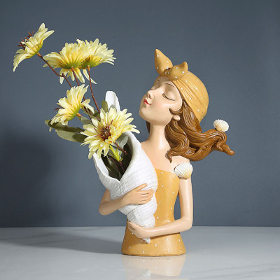 11 1/2" Resin Lady Figurine - An Elegant Home Decor Accent for Your Floral Arrangements