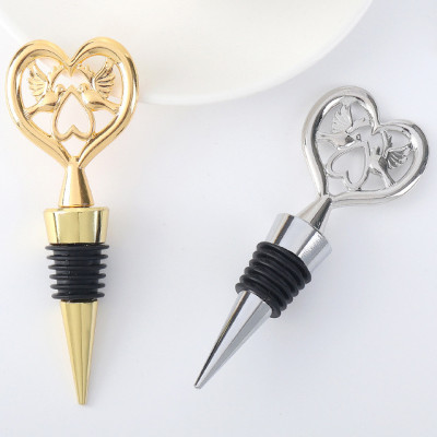 Love in Flight: Wine Stopper with Open Work Heart and Dove Design