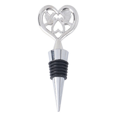 Love in Flight: Wine Stopper with Open Work Heart and Dove Design