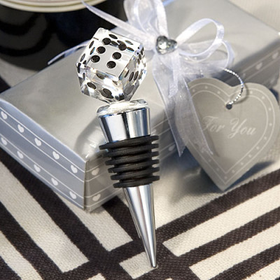 Roll the Dice: Chrome Wine Bottle Stopper with Crystal Dice