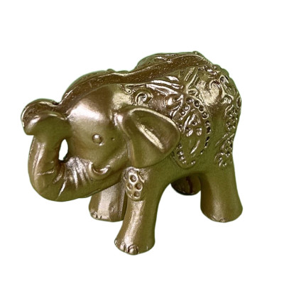 Vintage Gold Carved Lucky Elephant Place Card Holders, Petite Tokens of Serendipity