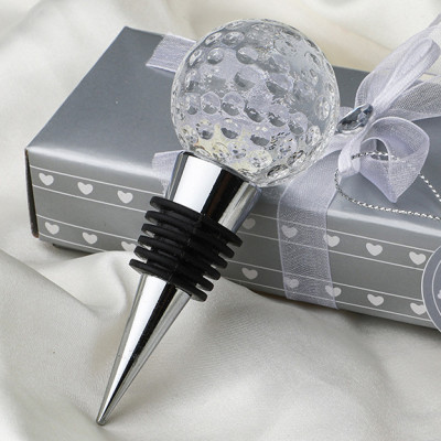 Fore! Preserve Your Wine's Richness with Our Chrome Golf Ball Wine Stopper Favors