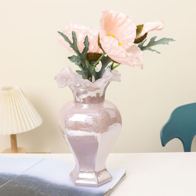 Radiance Unveiled: Pomegranate-Inspired Glazed Art Glass Table Vase