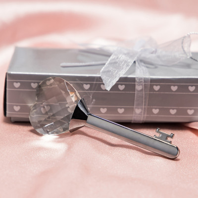 The Key to Your Heart: A Silver Metal Key with a Crystal Heart