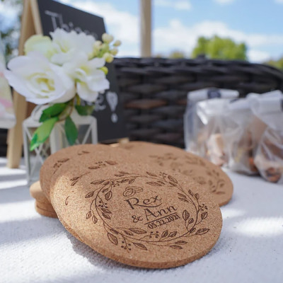 Personalized Cork Coasters - Set of 12 | Personalized Wedding and Event Favors