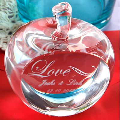 Personalized 3D Crystal Apple - Customizable Keepsake Paperweight