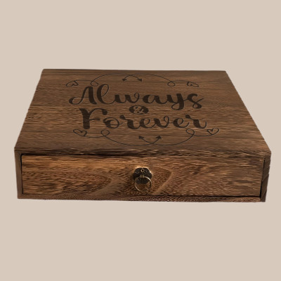 Rustic Personalized Lockable Wooden Storage Box with Drawer Large Keepsake Organizer