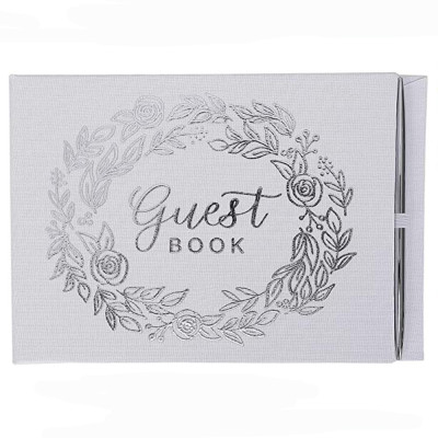 Silver Guestbook and Pen Set