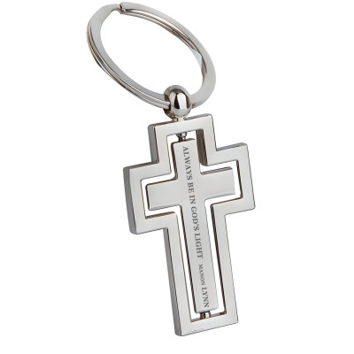 10 Pack Custom Engraved Spinning Cross Keychain - Personalized Religious Key Ring - Unique Christian Gift - Customizable Cross Key Holder for Faithful Believers