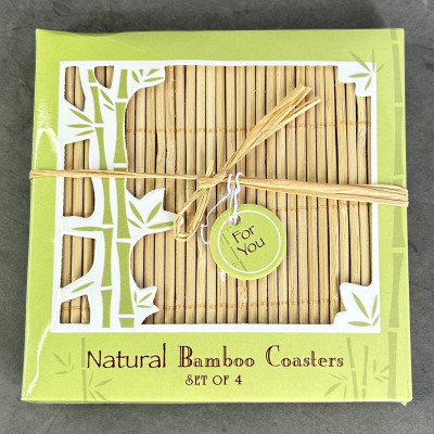 Natural Bamboo Coasters Set of 4 – Handcrafted Eco-Friendly Drink Mats – 10x10cm – Perfect for Home, Office, and Gifts