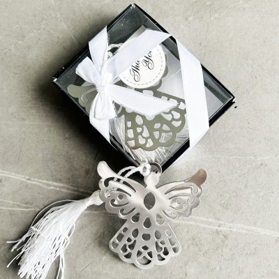 Elegant Silver Metal Bookmark Favors - Unique Small Gifts for Weddings, Bridal Showers, Baby Showers, Graduations, Baptism, Communion, and Special Occasions