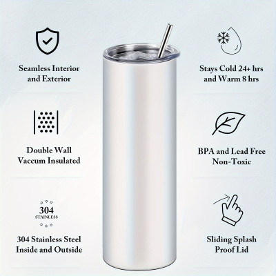 25-Pack Sublimation Tumbler Blanks: Create Custom 20oz Skinny Tumblers with Ease