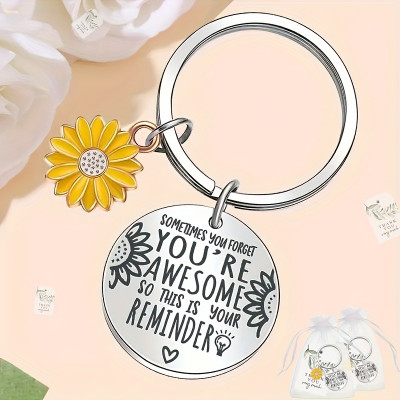 10-Pack Inspirational Sunflower Keychains | You're Awesome