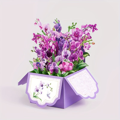 3D Pop-Up Mother's Day Card with Purple Orchids