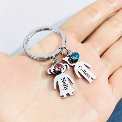 Personalized Family Keychain - 5 Names, Engraved Keyring
