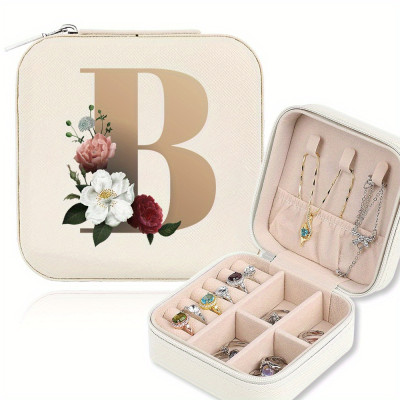 Personalized Mini Jewelry Box: A-Z PU Leather Travel Organizer