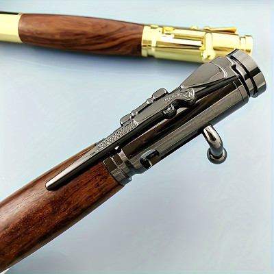 Engraved Premium Brass & Pearwood Bolt Action Ballpoint Pen