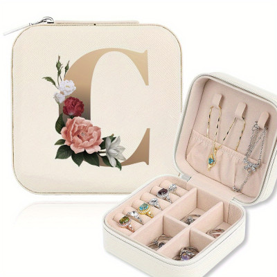 Personalized Mini Jewelry Box: A-Z PU Leather Travel Organizer