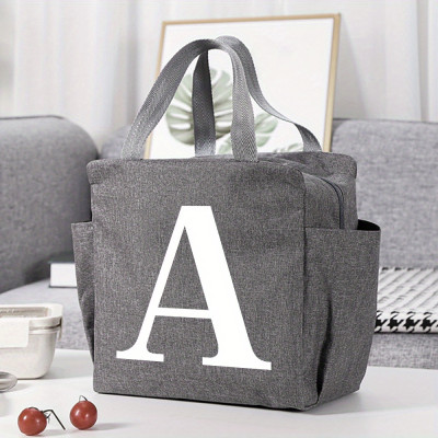 Personalized Insulated Lunch Bag: A-Z Monogrammed Tote for Work or School