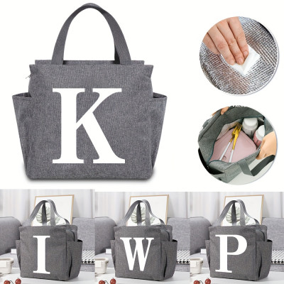 Personalized Insulated Lunch Bag: A-Z Monogrammed Tote for Work or School
