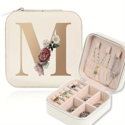 Personalized Mini Jewelry Box: A-Z PU Leather Travel Organizer