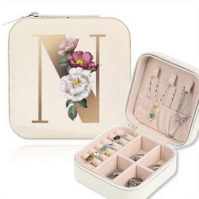 Personalized Mini Jewelry Box: A-Z PU Leather Travel Organizer