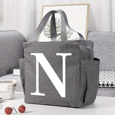 Personalized Insulated Lunch Bag: A-Z Monogrammed Tote for Work or School