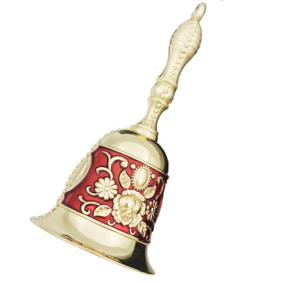 Metal Ornate Hand Bells with Intricate Carvings for Home Decor or Gift Giving