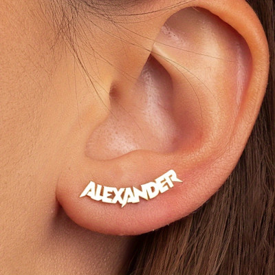 Pair of Custom Name Earrings - Unique Ear Cuff Design, Personalized Gift