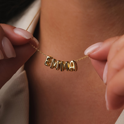Personalized Name Necklace - Custom Bubble Letter Pendant