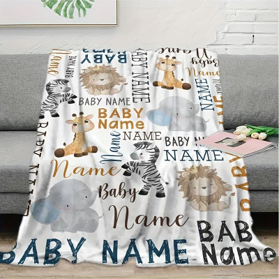 Baby Name Personalized Flannel Blanket for Babies and Toddlers