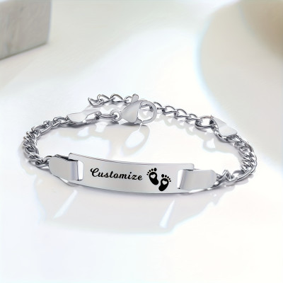 Personalized Baby ID Bracelet - Engraved Name & Footprint