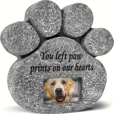 Personalized Pet Memorial Stone - Paw Print with Photo