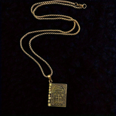 Openable Holy Bible Pendant Necklace