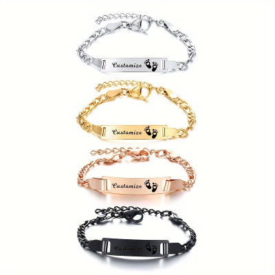 Personalized Baby ID Bracelet - Engraved Name & Footprint