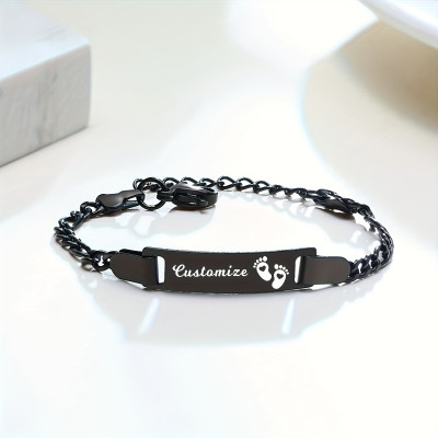 Personalized Baby ID Bracelet - Engraved Name & Footprint