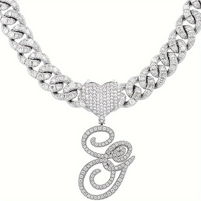 Personalized Rhinestone Necklace - Hip Hop Jewelry with Initial