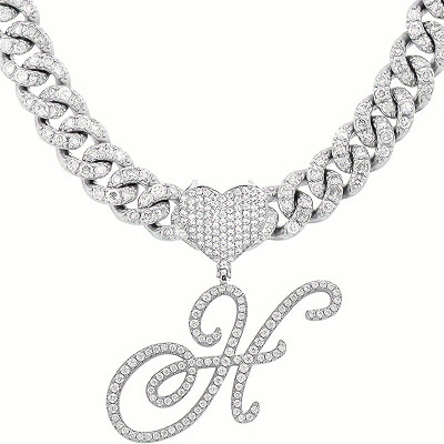 Personalized Rhinestone Necklace - Hip Hop Jewelry with Initial